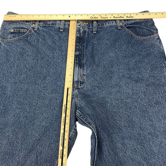 Wrangler Five Star Premium Denim Straight Leg Relaxed Fit Mens 50X30 Blue - Picture 10 of 16